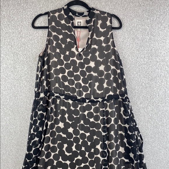 Anne Klein sleeveless maxi dress polka dots chiffon texture cinch waist S - Picture 1 of 14